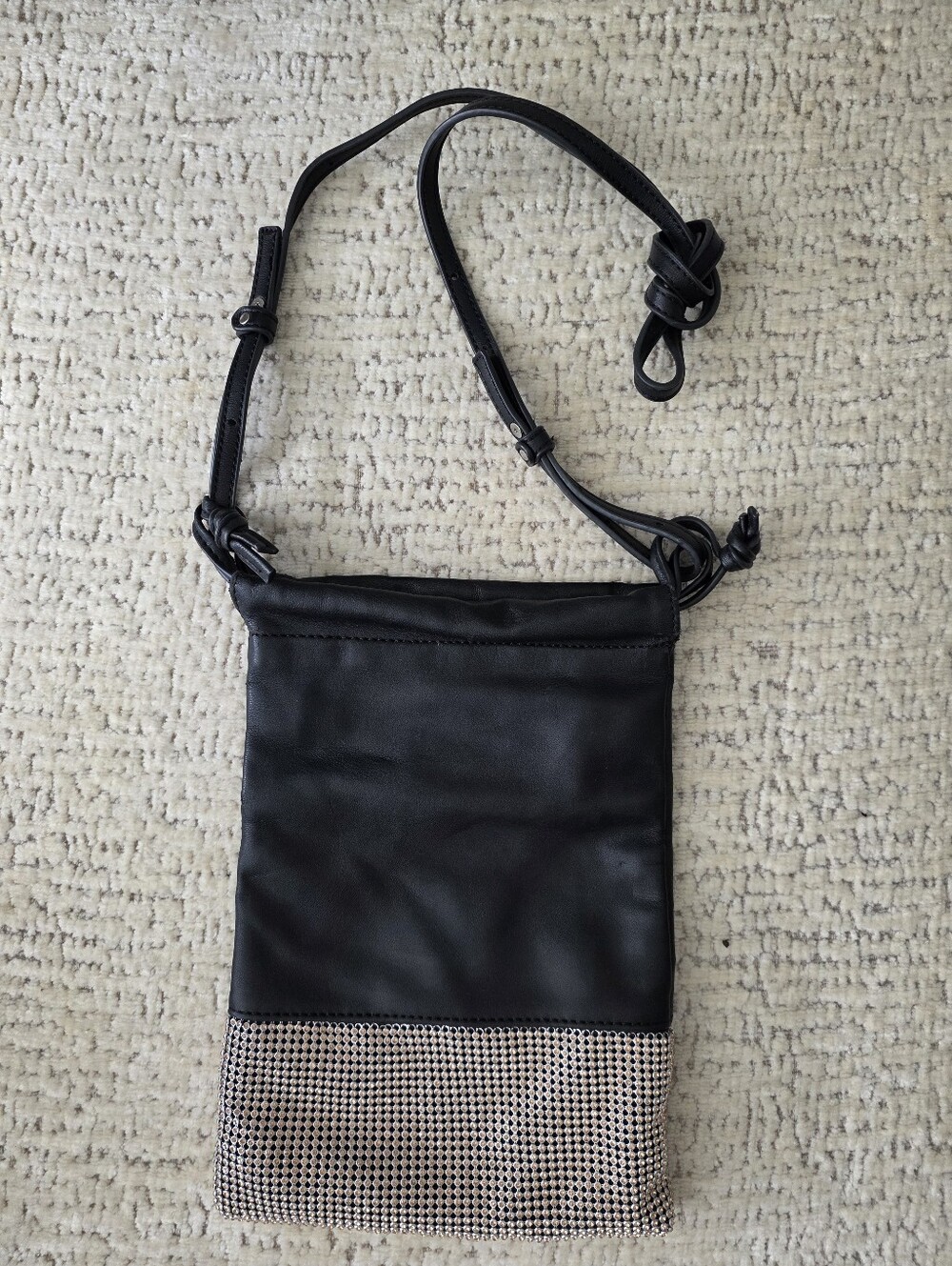 Elegant Black and Crystal Crossbody Bag